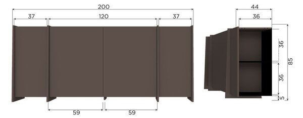 Ciemnobrązowa komoda w dekorze jesionu 200x85x44 cm Brock – WOOOD