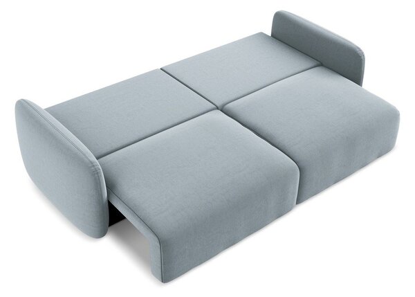 Niebieska aksamitna rozkładana sofa ze schowkiem 238 cm Kalena – Makamii