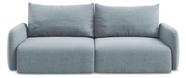Niebieska aksamitna rozkładana sofa ze schowkiem 238 cm Kalena – Makamii