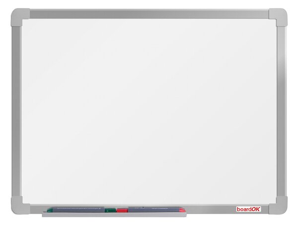 Biała magnetyczna tablica do pisania boardOK 600 x 450 mm, anodowana rama