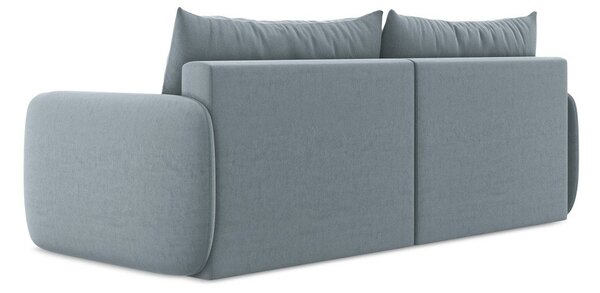 Niebieska aksamitna rozkładana sofa ze schowkiem 238 cm Kalena – Makamii