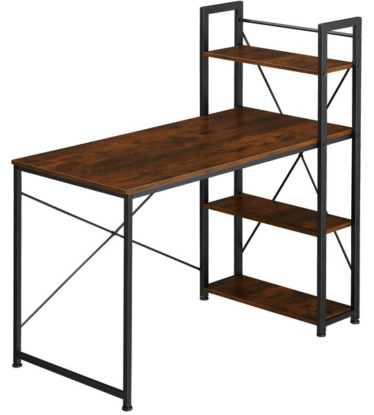 Tectake 404425 biurko komputerowe hershey 122x61x120 cm - drewno industrialne ciemne, rustykalne