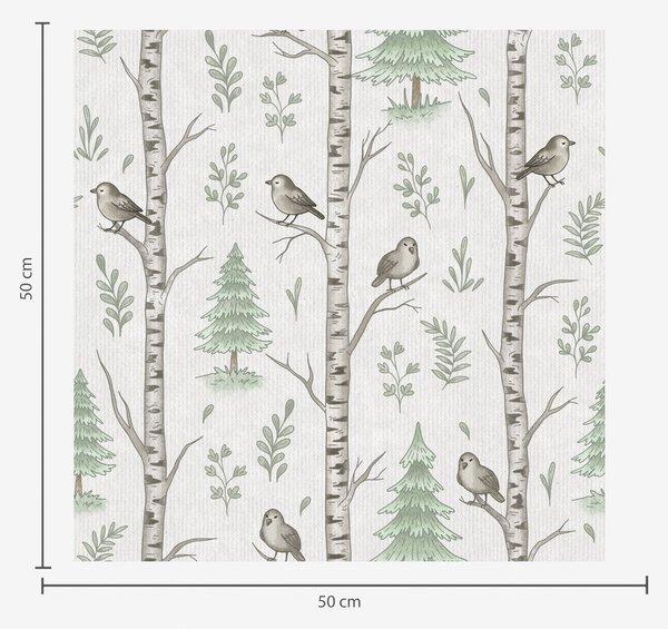 Tapety Brzozy z ptakami w jasnozielonym lesie, Tapety natura, a00316 : Uwalls.pl