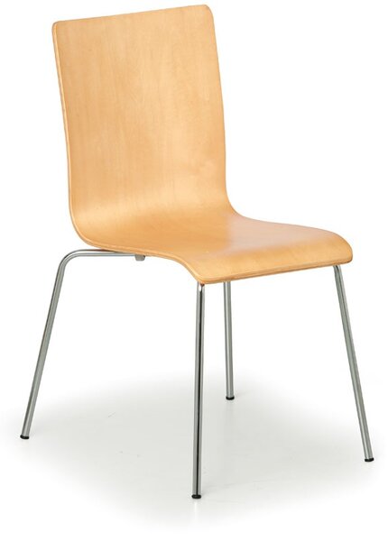 Krzesło drewniane z konstrukcją chromowaną CLASSIC, kolor naturalny