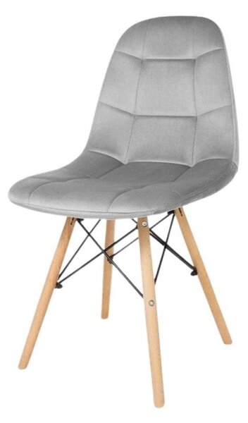 Ragnar krzesło tapicerowane jasnoszare - welurowe