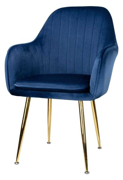Foho krzesło tapicerowane niebieskie - złote nogi
