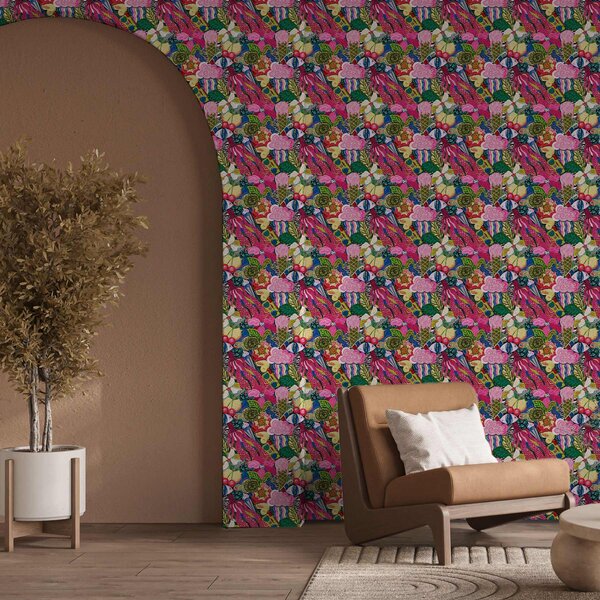 Tapety Abstrakcyjny pop-art z kwiatami, jagodami i wzorami, Tapety Abstrakcyjne, a00471 : Uwalls.pl