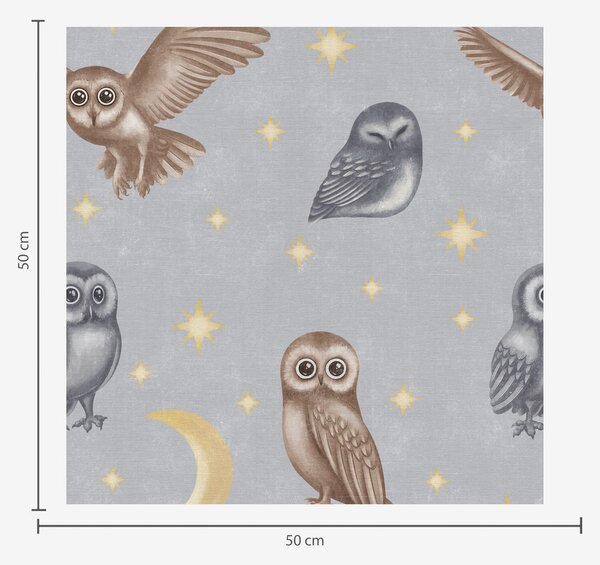 Tapety Sowy i gwiazdy na szarym tle nocnego nieba, Tapety Do pokoju dziecięcego, a00475 : Uwalls.pl