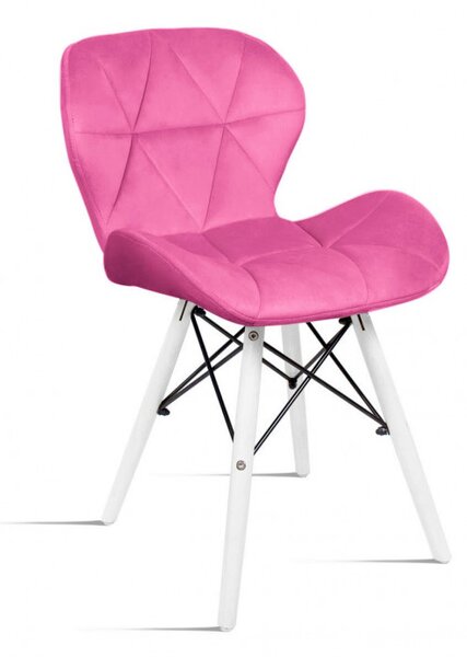 Krzesło Milo Velvet różowy - noga biała