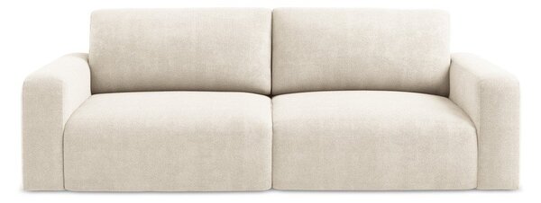 Kremowa rozkładana sofa ze schowkiem z tkaniny szenilowej 252 cm Kona – Makamii