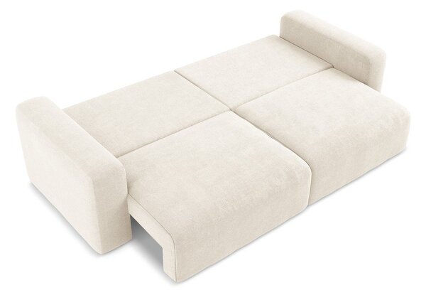 Kremowa rozkładana sofa ze schowkiem z tkaniny szenilowej 252 cm Kona – Makamii