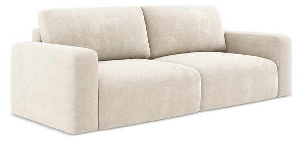 Kremowa rozkładana sofa ze schowkiem z tkaniny szenilowej 252 cm Kona – Makamii