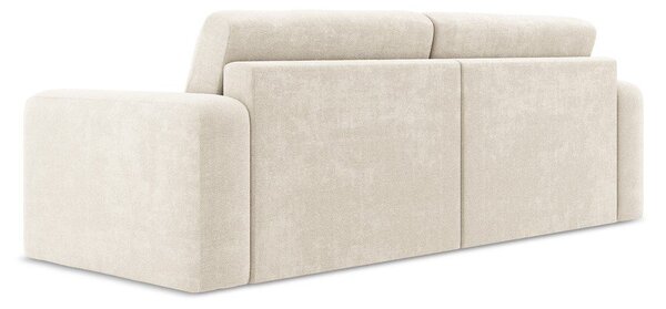 Kremowa rozkładana sofa ze schowkiem z tkaniny szenilowej 252 cm Kona – Makamii