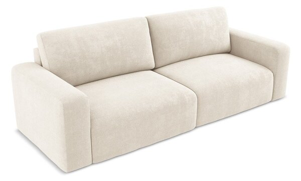 Kremowa rozkładana sofa ze schowkiem z tkaniny szenilowej 252 cm Kona – Makamii