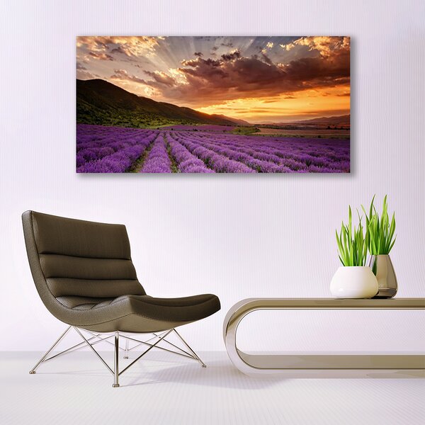 Obraz canvas na ścianę Lawendowy Pejzaż o Zmierzchu