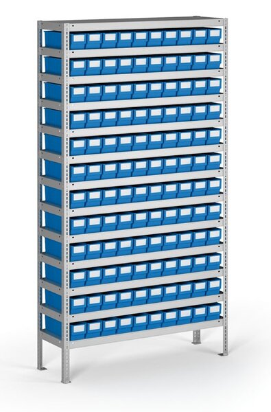 Regał z pojemnikami plastikowymi Shelfpoj., 2000x1000x500 mm, 120x poj. C