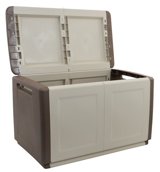 Plastikowa skrzynka z wiekiem, 960x570x530 mm, beżowa