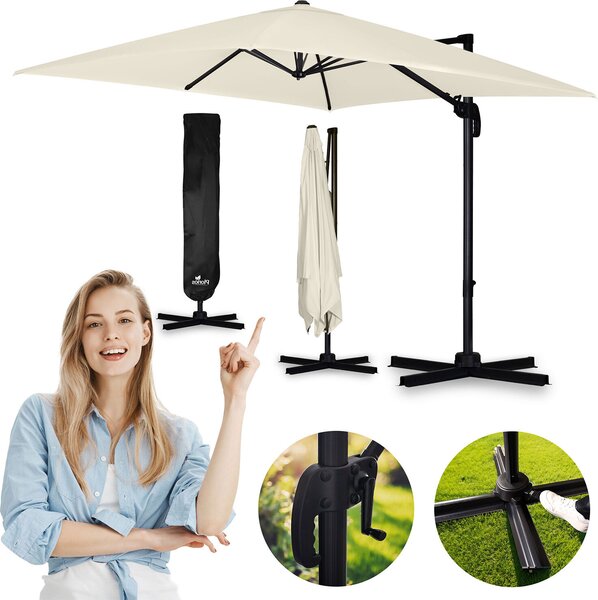 Skadany parasol ogrodowy, 8 segmentów, 420 cm, z pokrowcem, Plonos PL-883