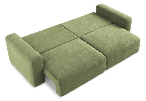Zielona rozkładana sofa ze schowkiem z tkaniny szenilowej 252 cm Kona – Makamii