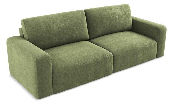 Zielona rozkładana sofa ze schowkiem z tkaniny szenilowej 252 cm Kona – Makamii