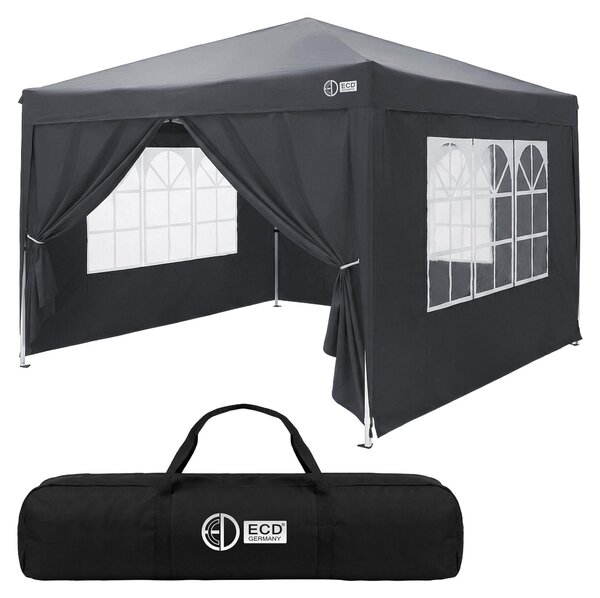 Pawilon ECD Niemcy, 3x3 m, antracytowy, wodoodporny, stabilny, odporny na warunki zimowe, pawilon składany typu pop-up, pawilon ogrodowy, namiot ogrodowy składany, pawilon imprezowy do użytku zewnętrznego