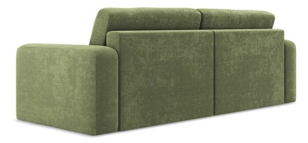 Zielona rozkładana sofa ze schowkiem z tkaniny szenilowej 252 cm Kona – Makamii