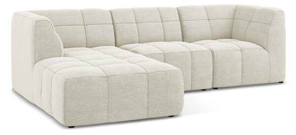 Beżowy narożnik z materiału bouclé (lewostronny/z szezlongiem) Aloha – Makamii