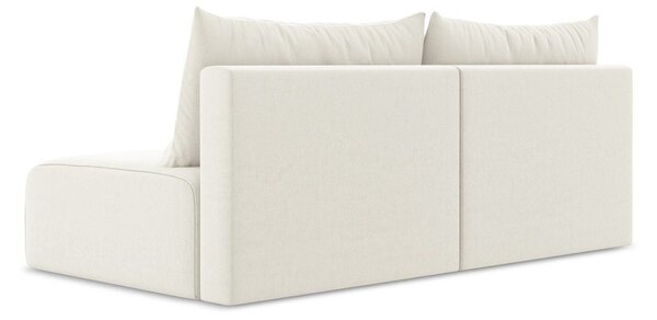 Kremowa aksamitna rozkładana sofa ze schowkiem 216 cm Kalena – Makamii