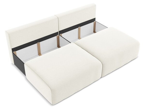 Kremowa aksamitna rozkładana sofa ze schowkiem 216 cm Kalena – Makamii