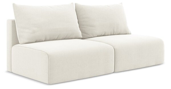 Kremowa aksamitna rozkładana sofa ze schowkiem 216 cm Kalena – Makamii