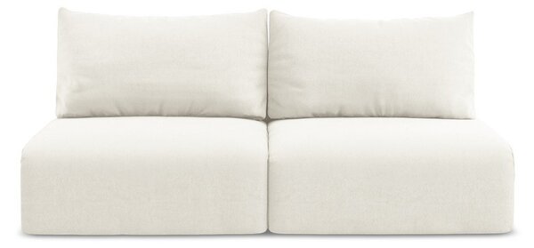 Kremowa aksamitna rozkładana sofa ze schowkiem 216 cm Kalena – Makamii