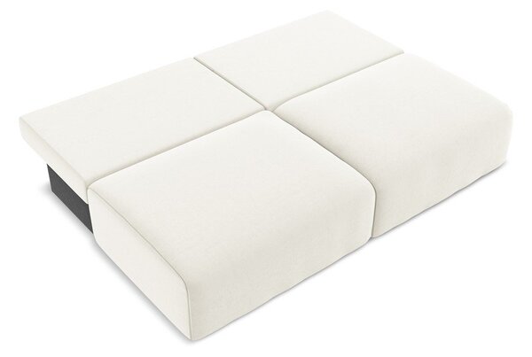Kremowa aksamitna rozkładana sofa ze schowkiem 216 cm Kalena – Makamii