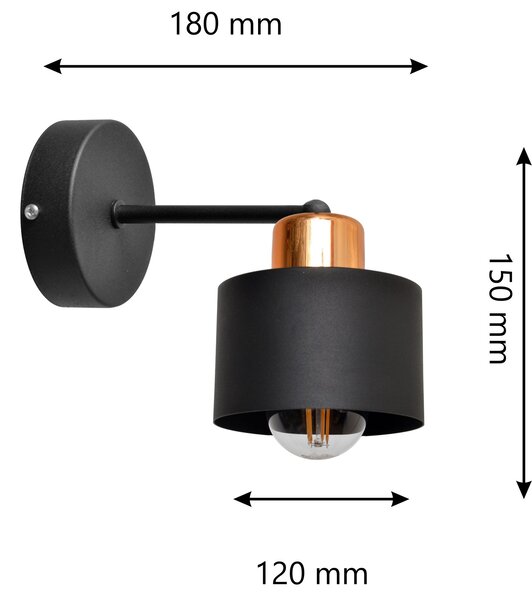 Kinkiet krótki EDISON II KK-1360/1 BK+BR