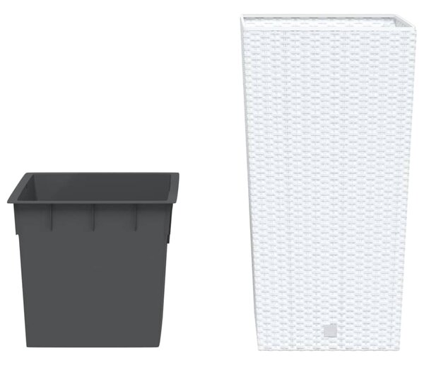 Donica z pojemnikiem wewnętrznym, biała, 21/49 L, rattan PP