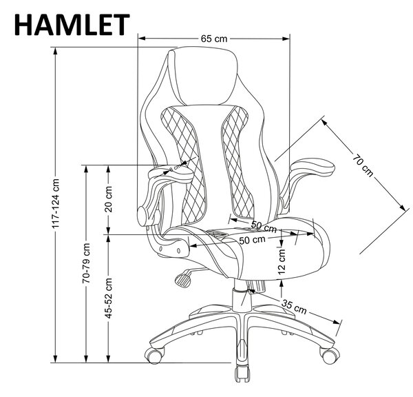 Wygodny fotel do gabinetu Hamlet z podnoszonymi podłokietnikami