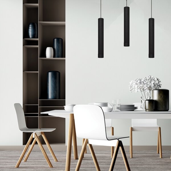 Lampa metalowa potrójna TUBA czarna