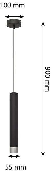 Lampa loft pojedyncza czarna TUBA z chromem