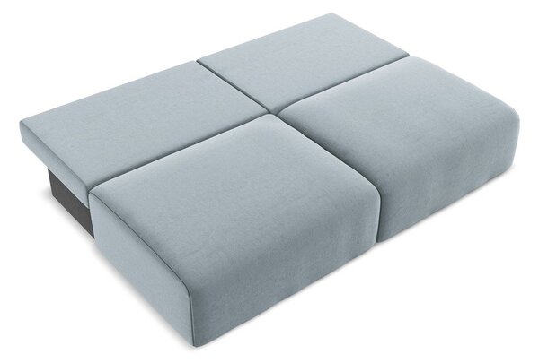 Niebieska aksamitna rozkładana sofa ze schowkiem 216 cm Kalena – Makamii