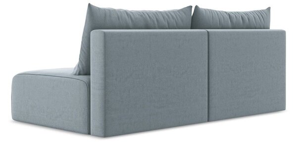 Niebieska aksamitna rozkładana sofa ze schowkiem 216 cm Kalena – Makamii