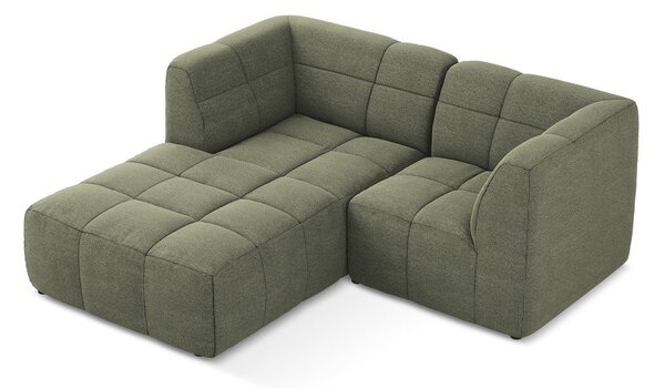 Zielony narożnik z materiału bouclé (lewostronny/z szezlongiem) Aloha – Makamii