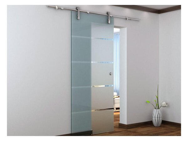 Naścienne drzwi przesuwne GLASSY - wys. 205 × szer. 83 cm - Szkło hartowane