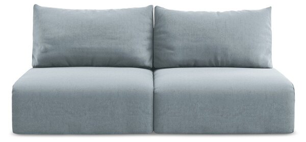 Niebieska aksamitna rozkładana sofa ze schowkiem 216 cm Kalena – Makamii