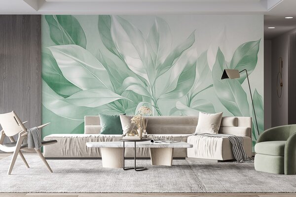 Fototapety Liście magnolii z białymi i zielonymi odcieniami, miękkie oświetlenie, elegancka kompozycja,, Fototapety Akwarele, w09385v1 : Uwalls.pl