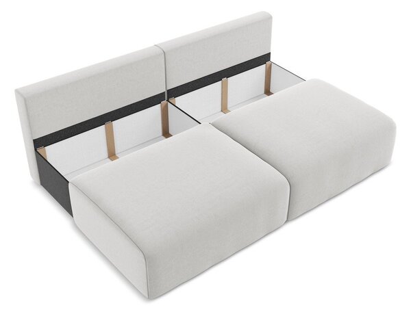 Jasnoszara aksamitna rozkładana sofa ze schowkiem 216 cm Kalena – Makamii