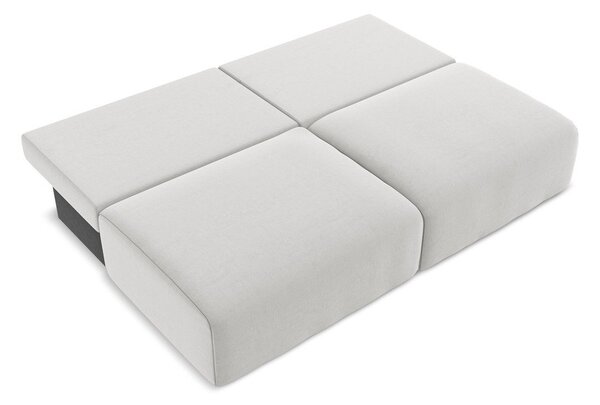 Jasnoszara aksamitna rozkładana sofa ze schowkiem 216 cm Kalena – Makamii