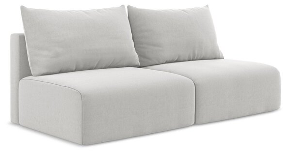 Jasnoszara aksamitna rozkładana sofa ze schowkiem 216 cm Kalena – Makamii