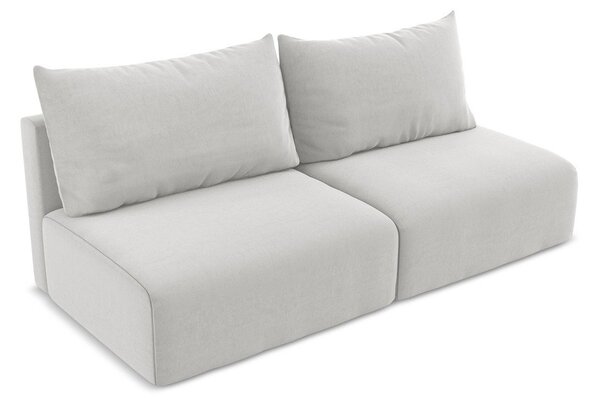 Jasnoszara aksamitna rozkładana sofa ze schowkiem 216 cm Kalena – Makamii