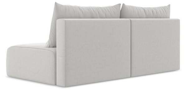 Jasnoszara aksamitna rozkładana sofa ze schowkiem 216 cm Kalena – Makamii