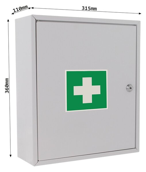 Metalowa apteczka ścienna na stanowisko pracy MK-1, 36x31,5x11 cm, bez zawartości