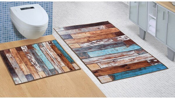 Komplet łazienkowy bez wycięcia Drewniana podłoga, 60 x 100 cm, 60 x 50 cm